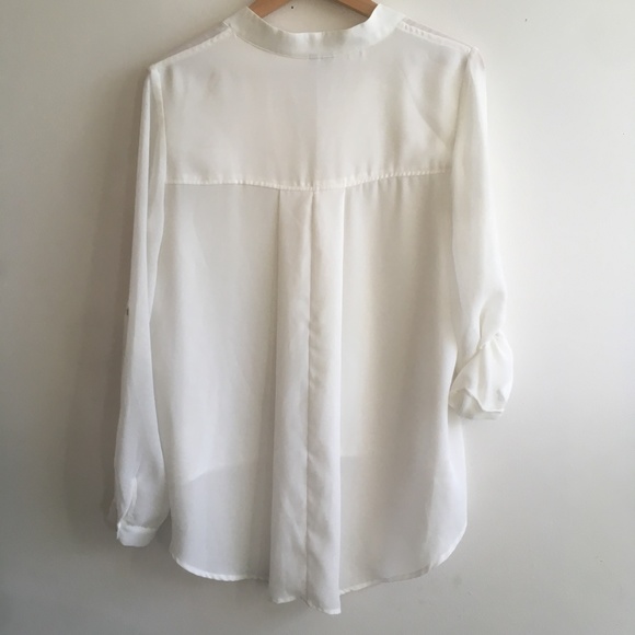 2 for 25 💥 Mango Suit Blouse in Ivory White / Flowy Loose Fit / Pleated details - Picture 6 of 7